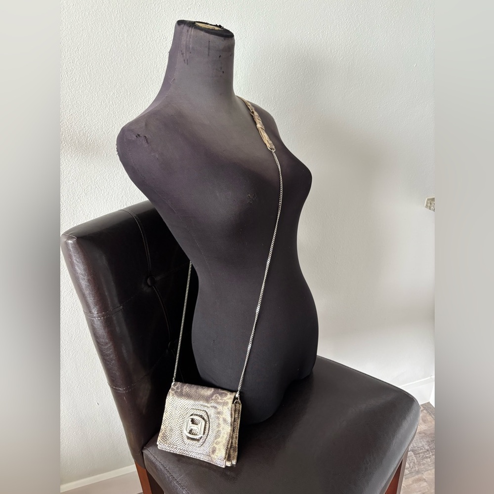 Vintage Halston Snakeskin Crossbody Chain Purse